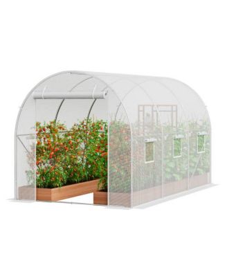 9.58 x 6.43 x 6.23 Feet PE Cover Steel Walk In Tunnel Greenhouse for Garden Planting