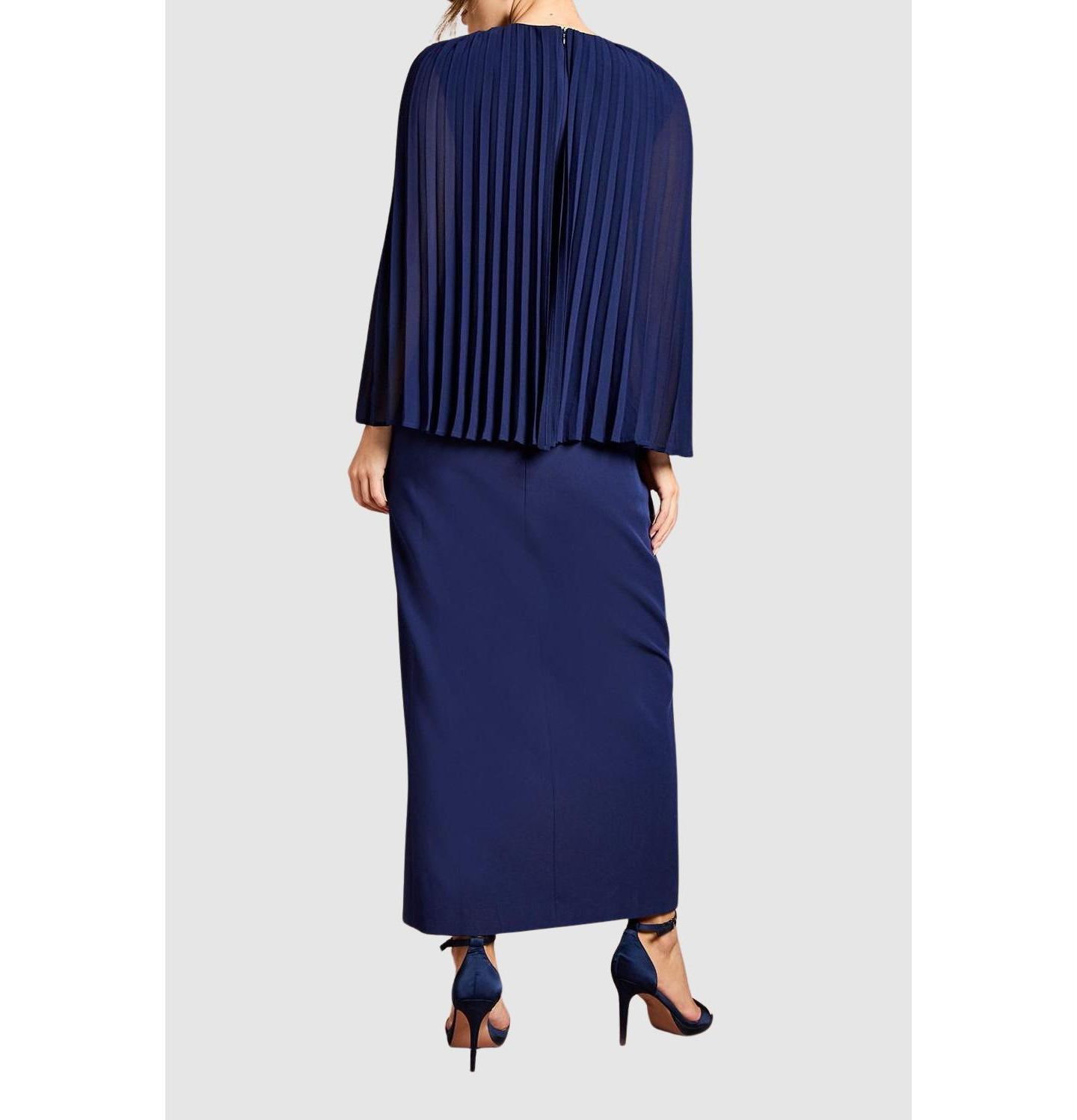 Женское платье Coast Pleated Cape Detail Crepe Pencil, цвет: Тёмно-синий — фото 5