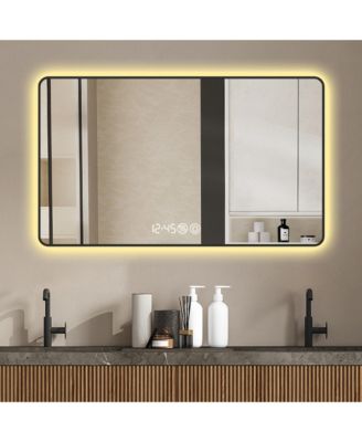 29x39 LED Bathroom Mirror, Wall Mount Anti-Fog Vanity Mirror with High-Definition Tempered Glass and Tri-Color Lighting for Wall Decor