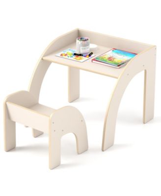 Children Desk Chair Set with Drawer and Storage Hutch
