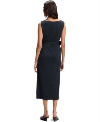 hugo boss jersey dress Boss Women's by Slim-fit Checked Jersey Dress - Blue