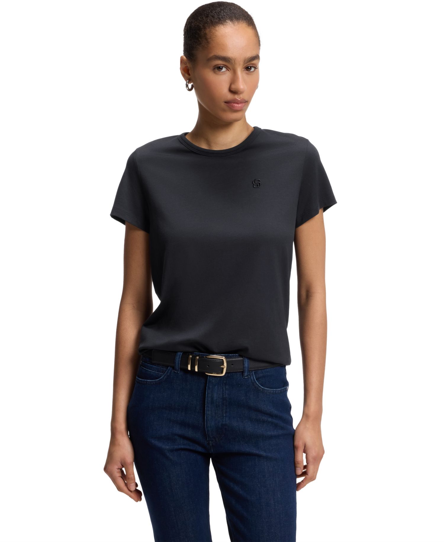 BOSS by Women's Cotton-Silk Blend Slim-Fit T-Shirt
