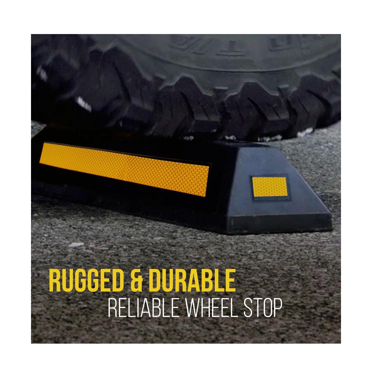 Pyle Set of 2 Heavy-Duty Parking Curb Tire Stops for Cars & Trucks