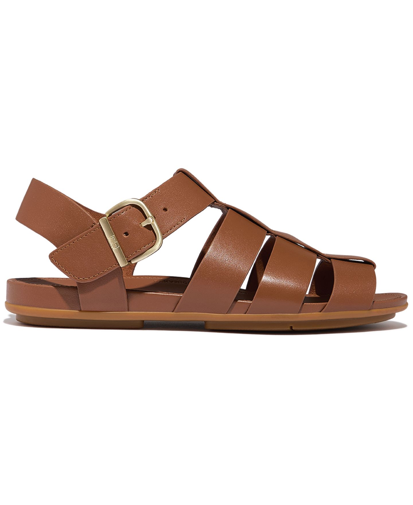 Женские сандалии FitFlop Gracie Leather Fisherman Flat, цвет: Рыжевато-коричневый — фото 2