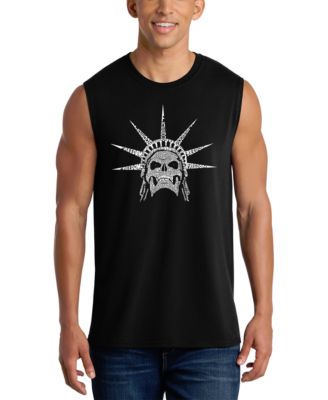 Men's Statue of Liberty Skull Crown Word Art Graphic Tank Top