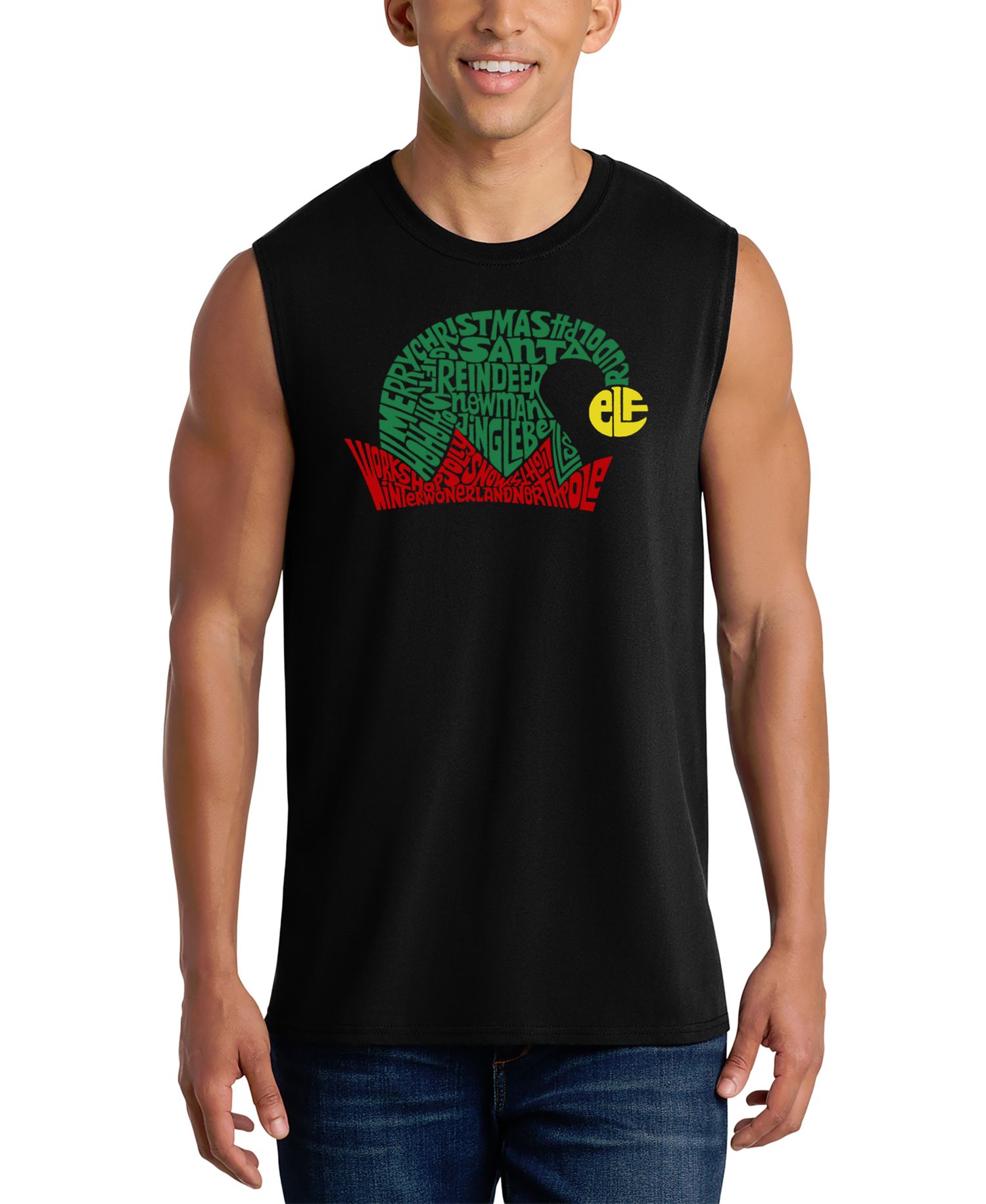 Men's Christmas Elf Hat Graphic Tank Top