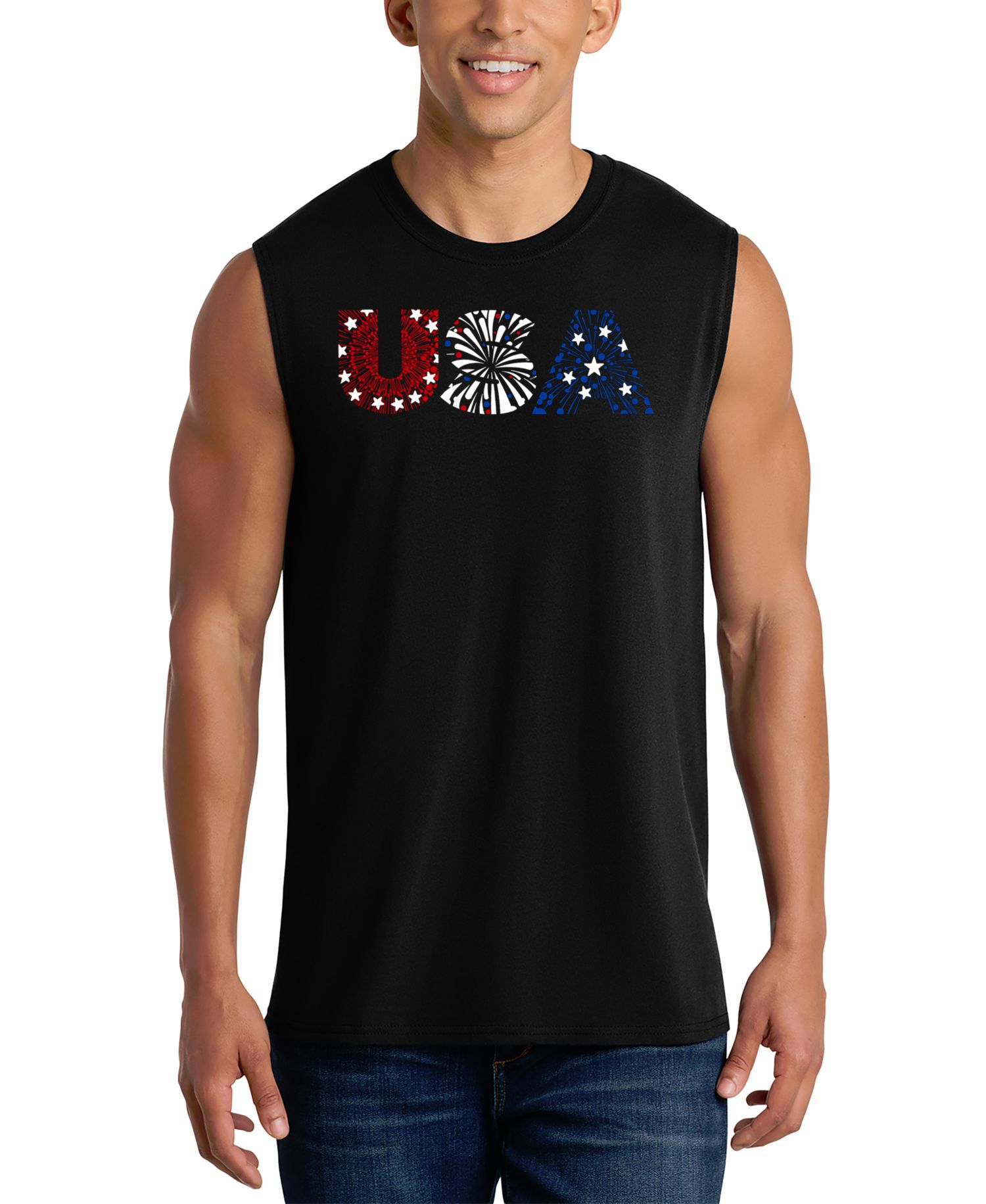 Men's USA Fireworks Flag Tank Top