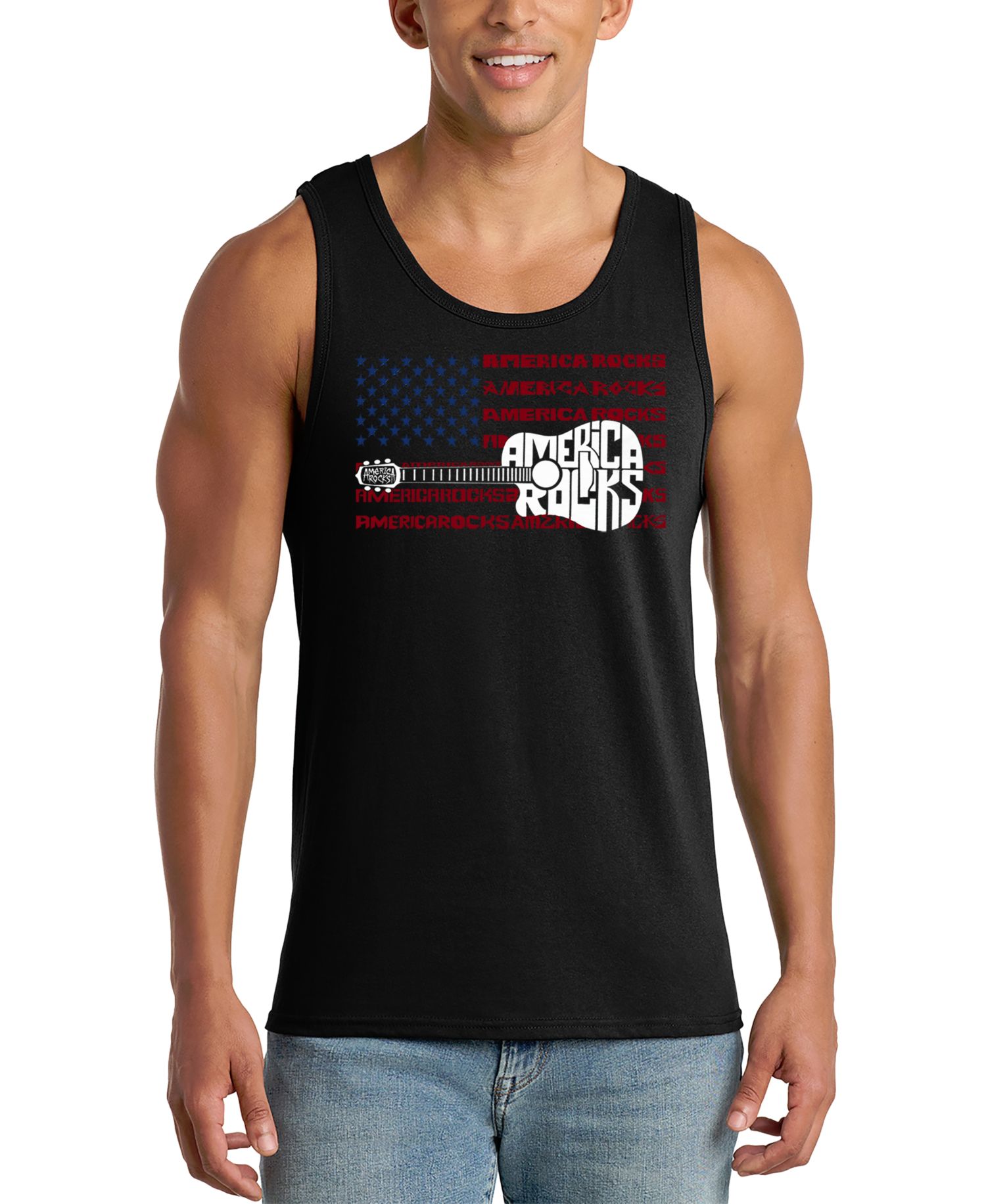 Men's America Rocks Flag Graphic Tank Top
