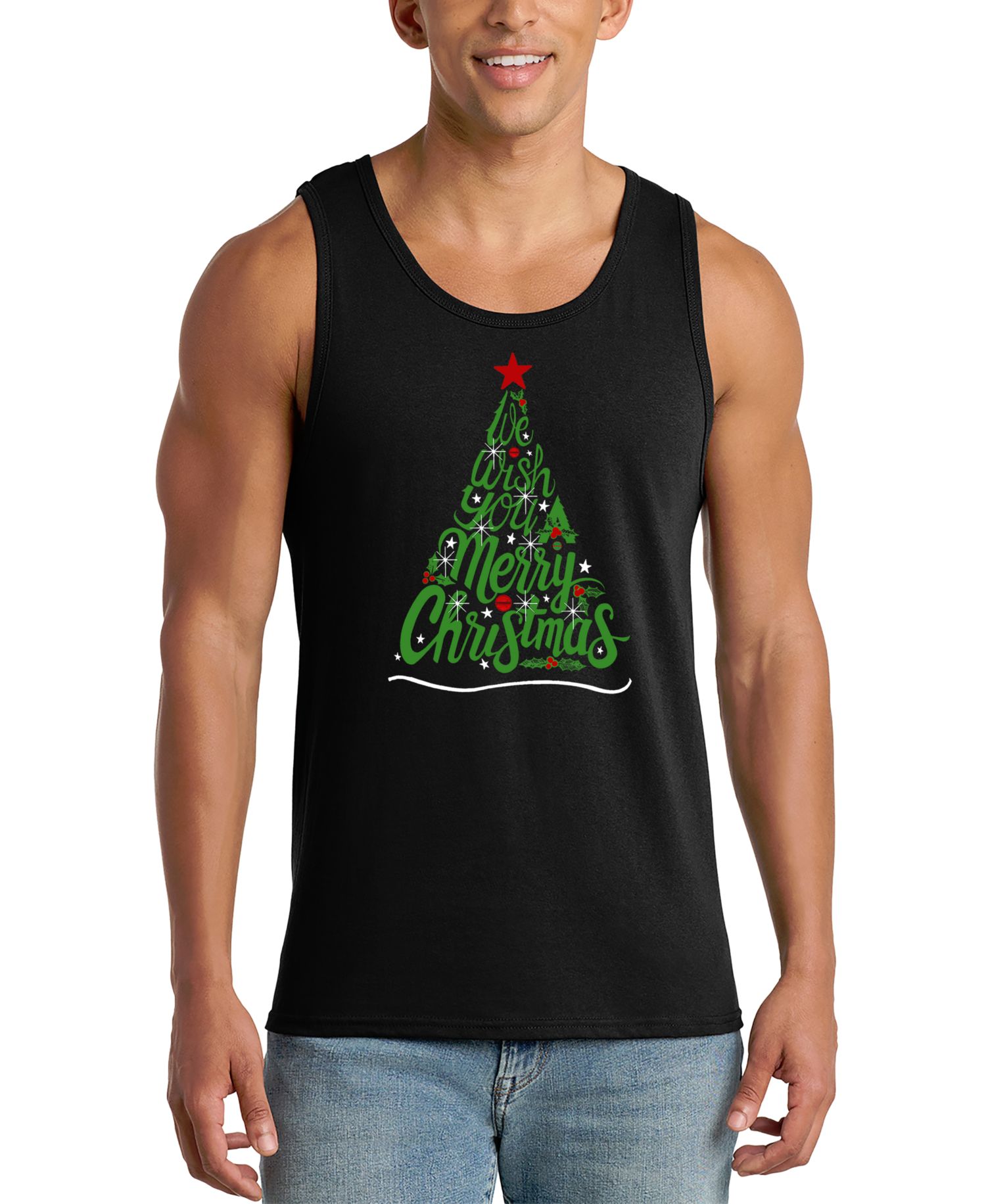 Men's Merry Christmas Tree Graphic Tank Top