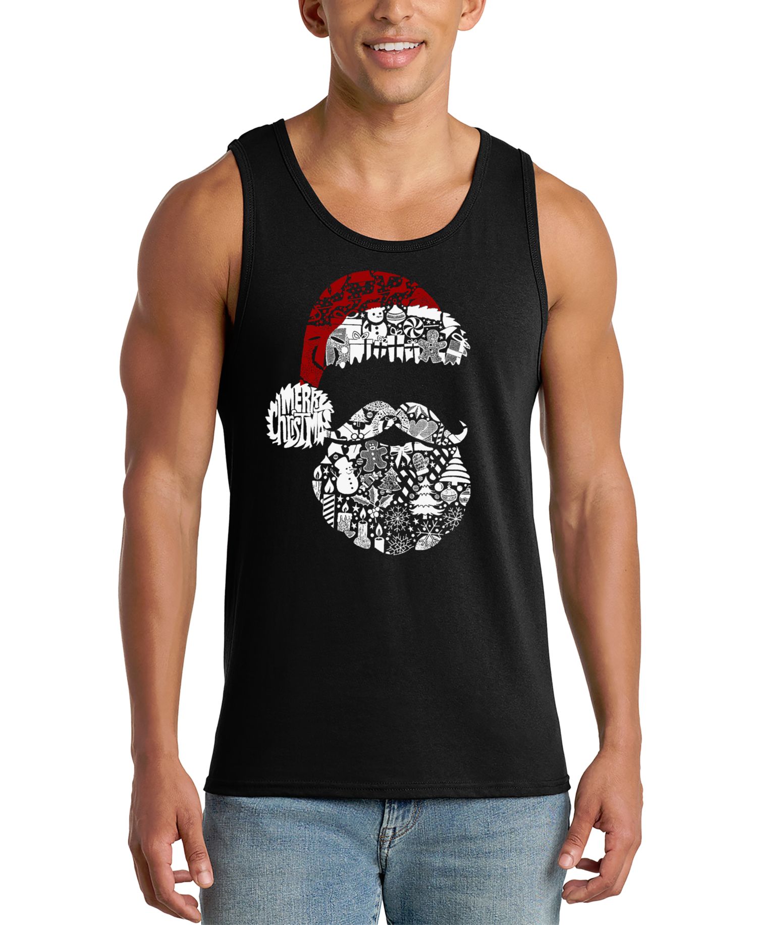 Men's Santa Face Word Art Tank Top