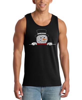 Men's Peeking Snowman Word Art Graphic Tank Top