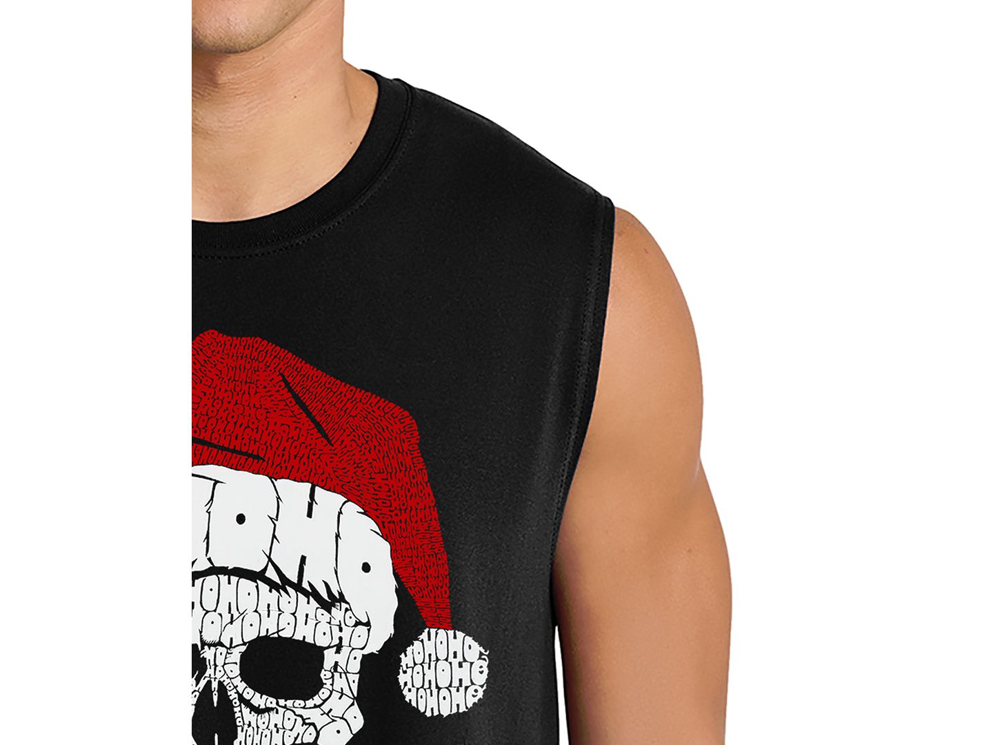 Мужской топ LA Pop Art Santa Skull Christmas Hat Design, цвет: Чёрный — фото 2