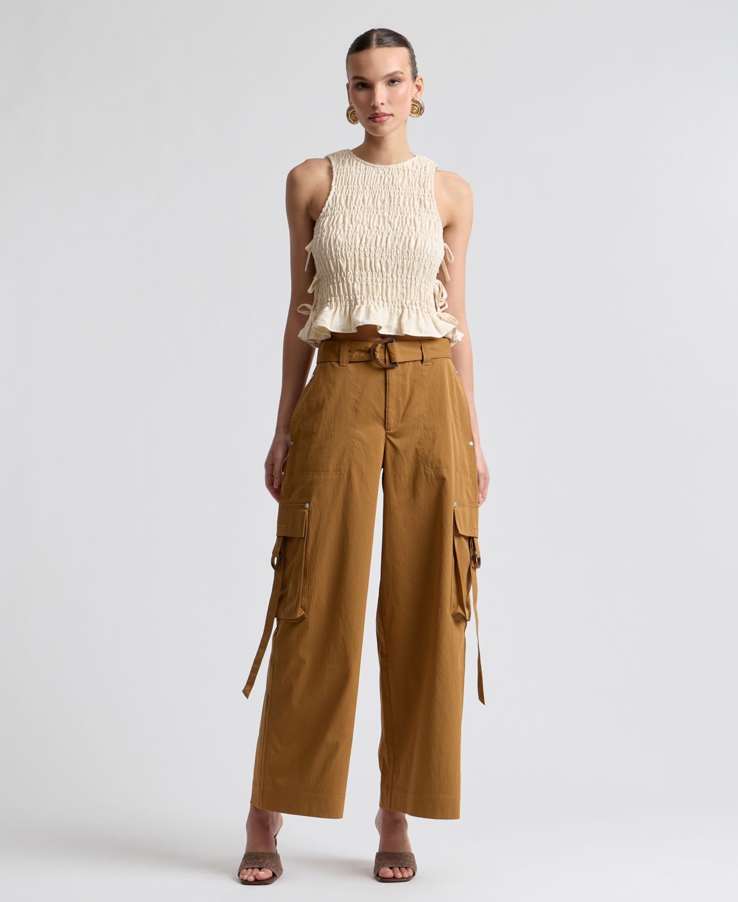 Женские брюки Avec Les Filles Mid-Rise Wide-Leg, цвет: Spice — фото 2
