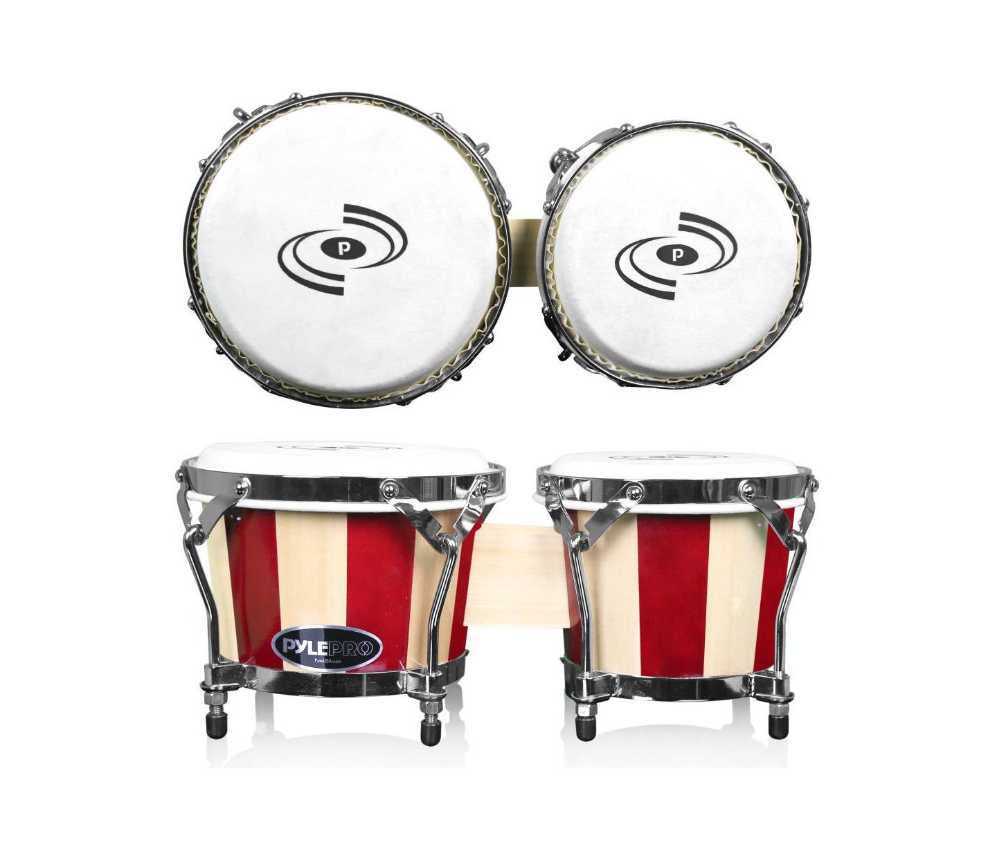 Детские игрушки Pyle Hand-Crafted Wooden 2-Piece Bongo Drums, Ages 3+, цвет: Коричневый — фото 4