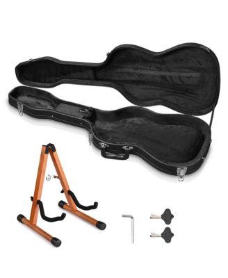 Electric Guitar Wood Case for Stratocaster Style with Folding Guitar Stand