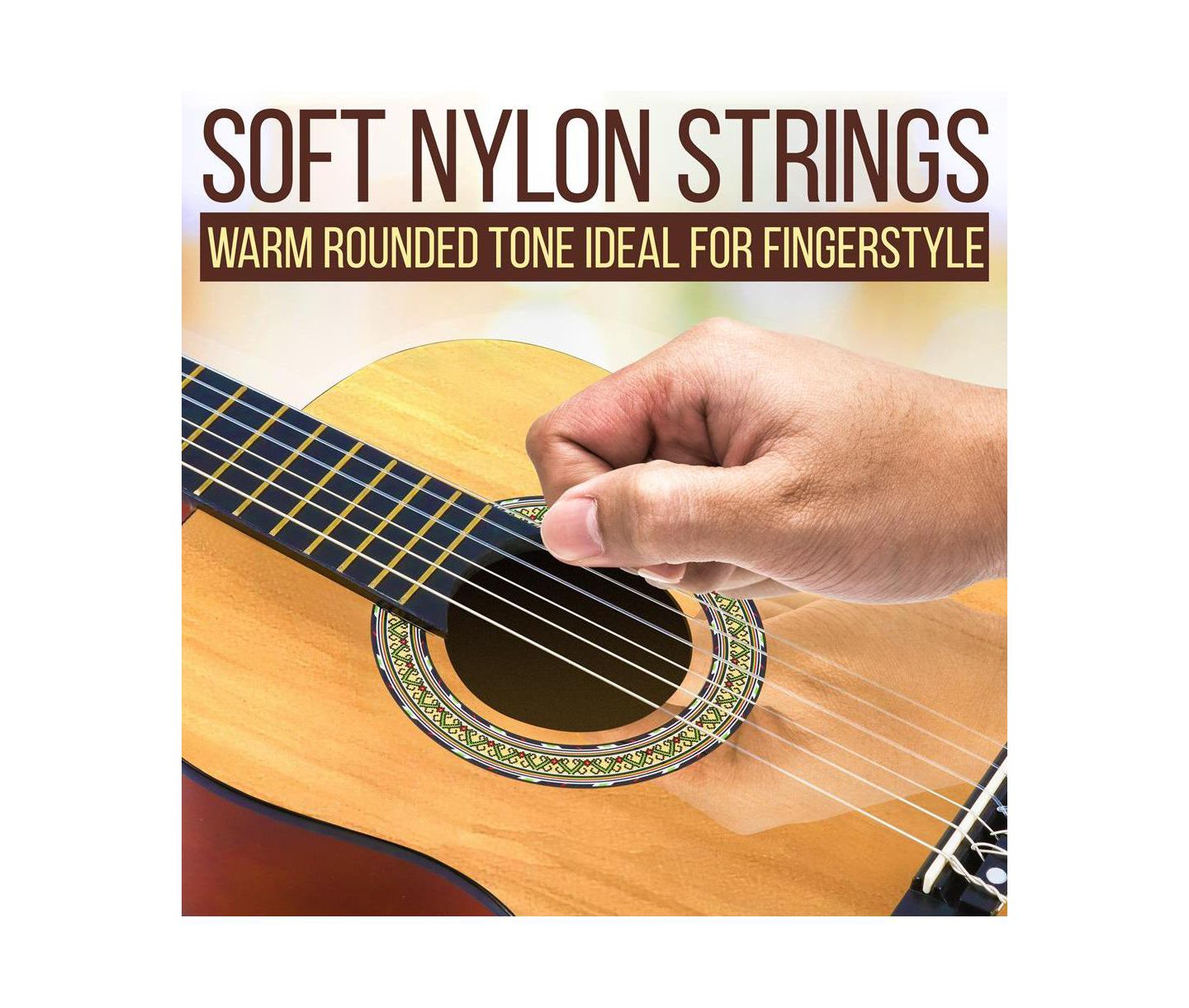 Детские игрушки Pyle 1/2-Size Beginner Acoustic Nylon-String Guitar Kit, Ages 5+, цвет: Светлый коричневый — фото 4