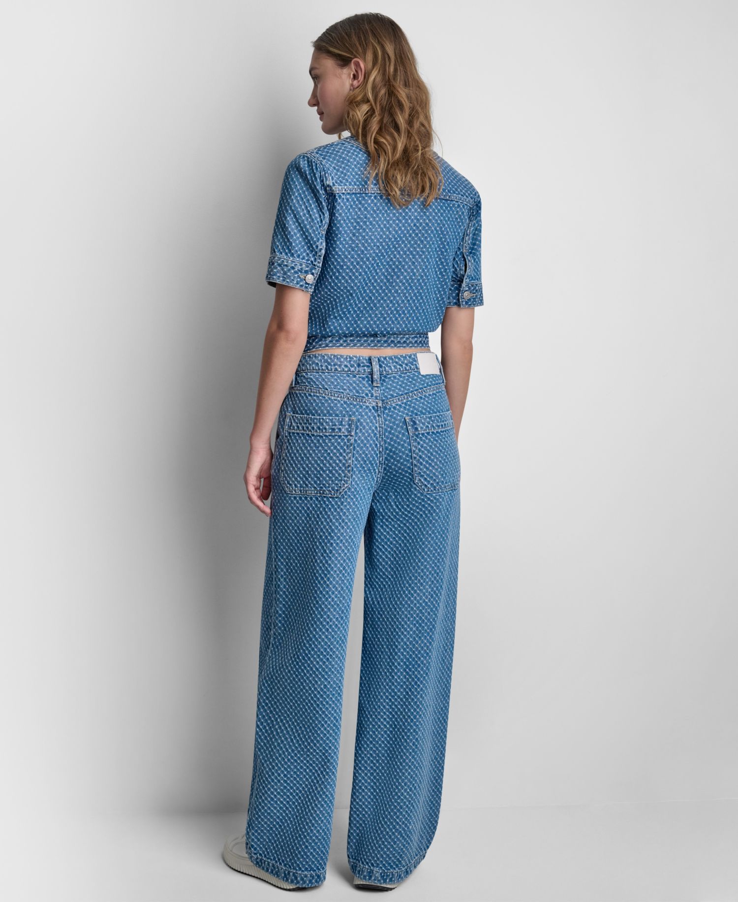 Women's Mid-Rise Wide-Leg Boucle Jeans