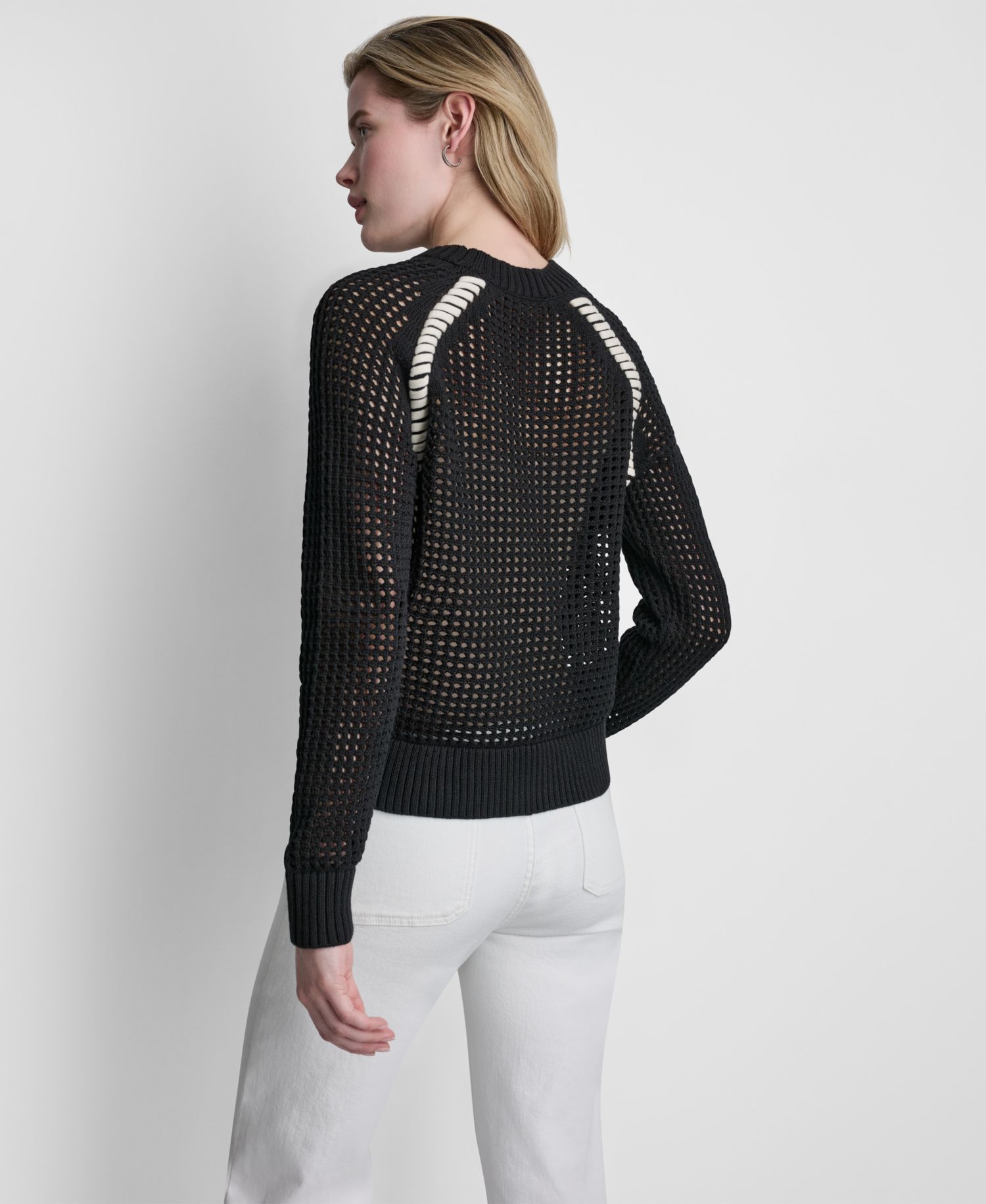 Women's Open Stitch Long Raglan-Sleeve Sweater