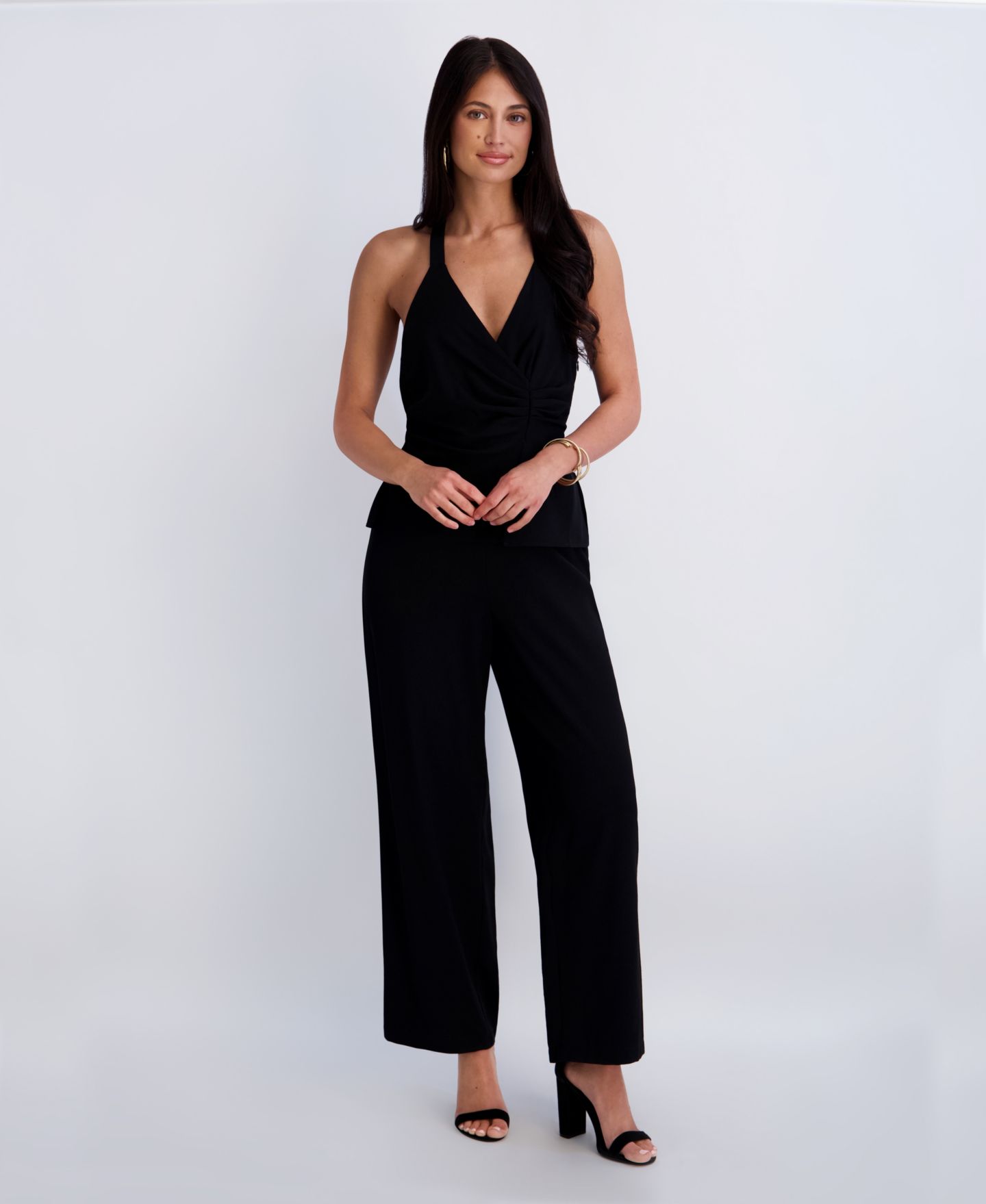 Женский комбинезон Siena Faux Linen Halter Jumpsuit, цвет: Чёрный — фото 3