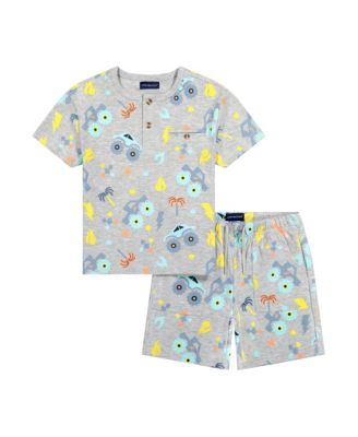 Andy and Evan Toddler Boys Graphic Print Henley Set - Grey monster truck 58$