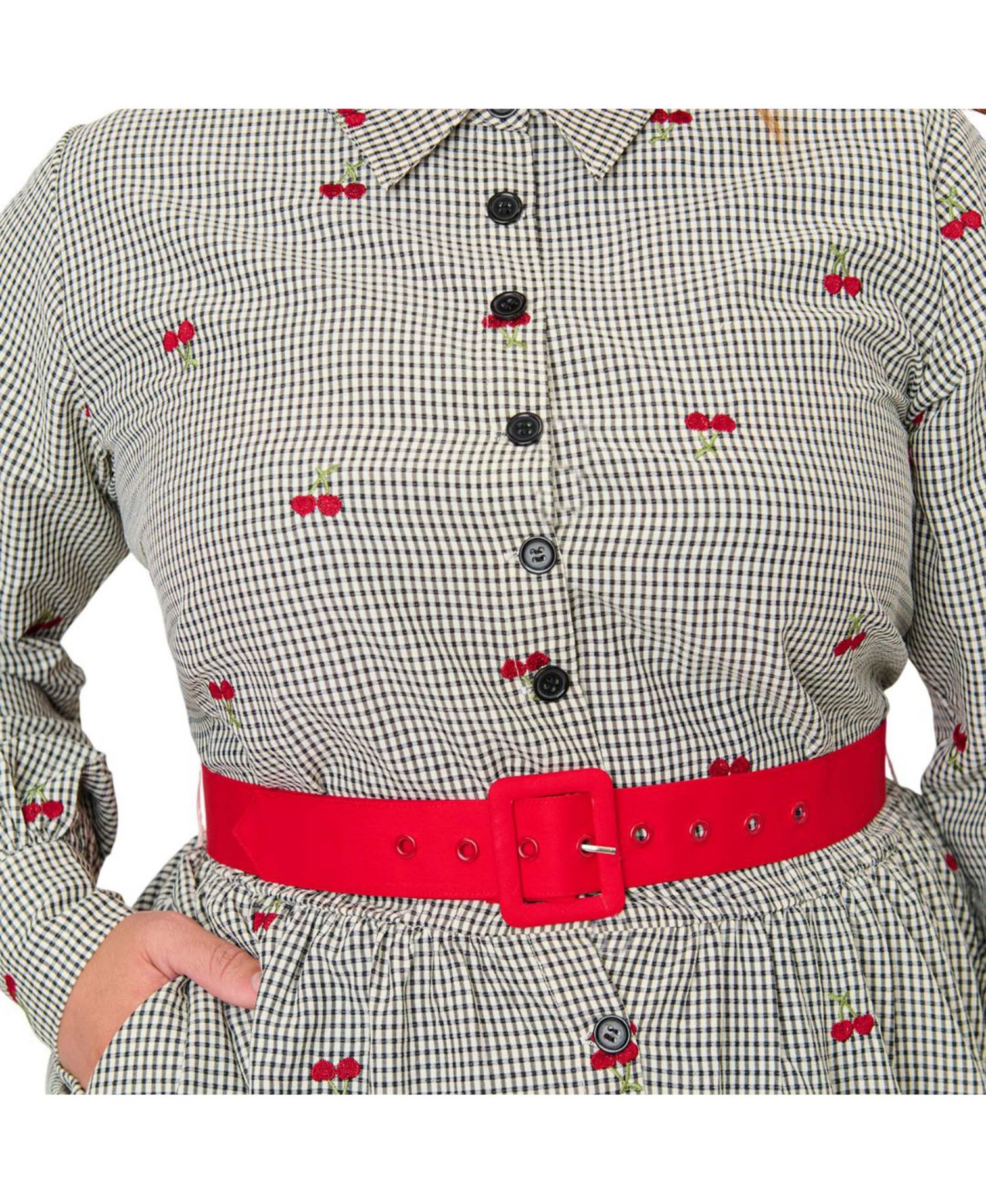 Plus Size Long Sleeve Belted Shirt Dress