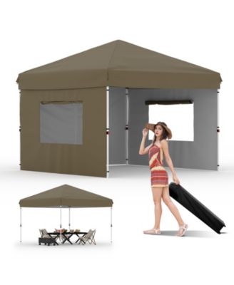 Instant Pop Up Canopy Tent with 3 Sidewalls, Waterproof UV-Protective Event Shelter, Wheeled Bag, Multiple Colors