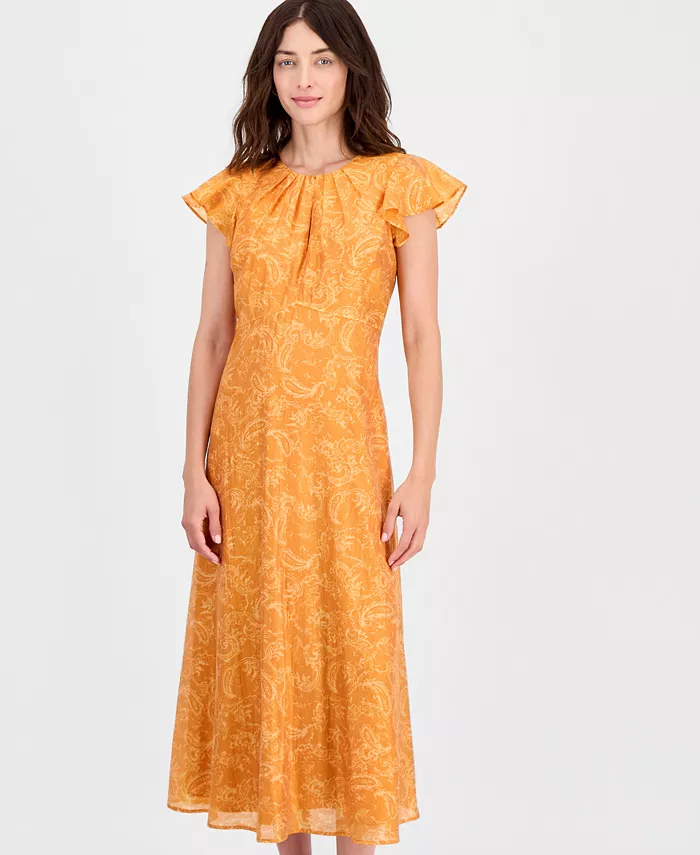 Women's Flutter-Sleeve A-Line Midi Dress - thumbnail 4