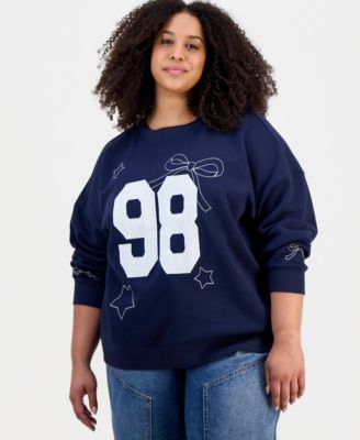 Trendy Plus Size Fleece Crewneck Sweatshirt