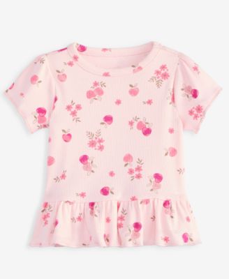 Baby Girls' Mix & Match Short-Sleeve Apple-Print Peplum T-Shirt