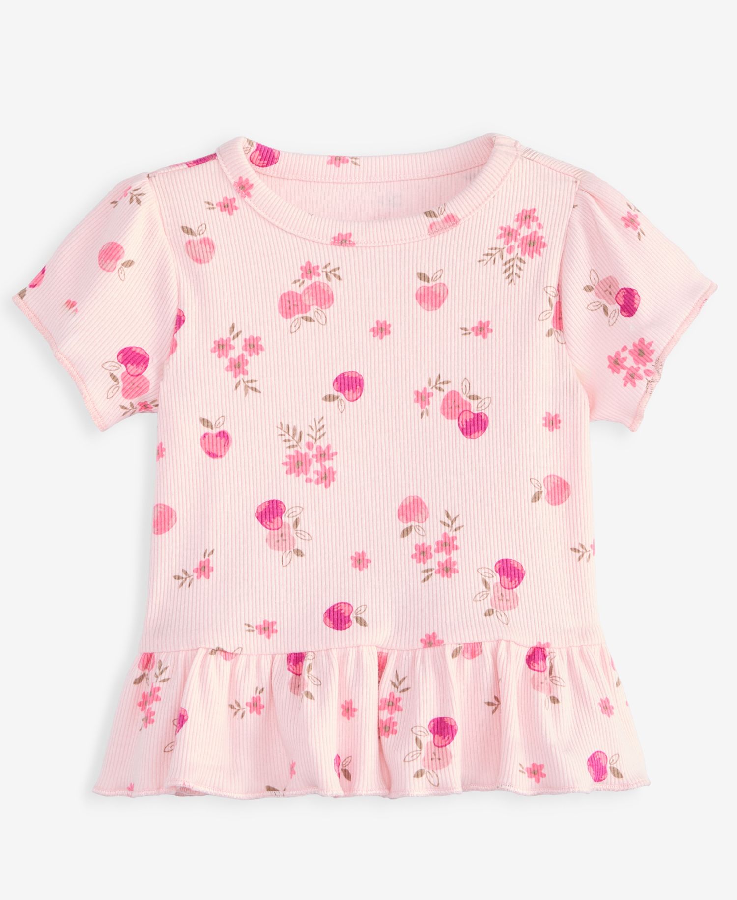 Baby Girls' Mix & Match Short-Sleeve Apple-Print Peplum T-Shirt
