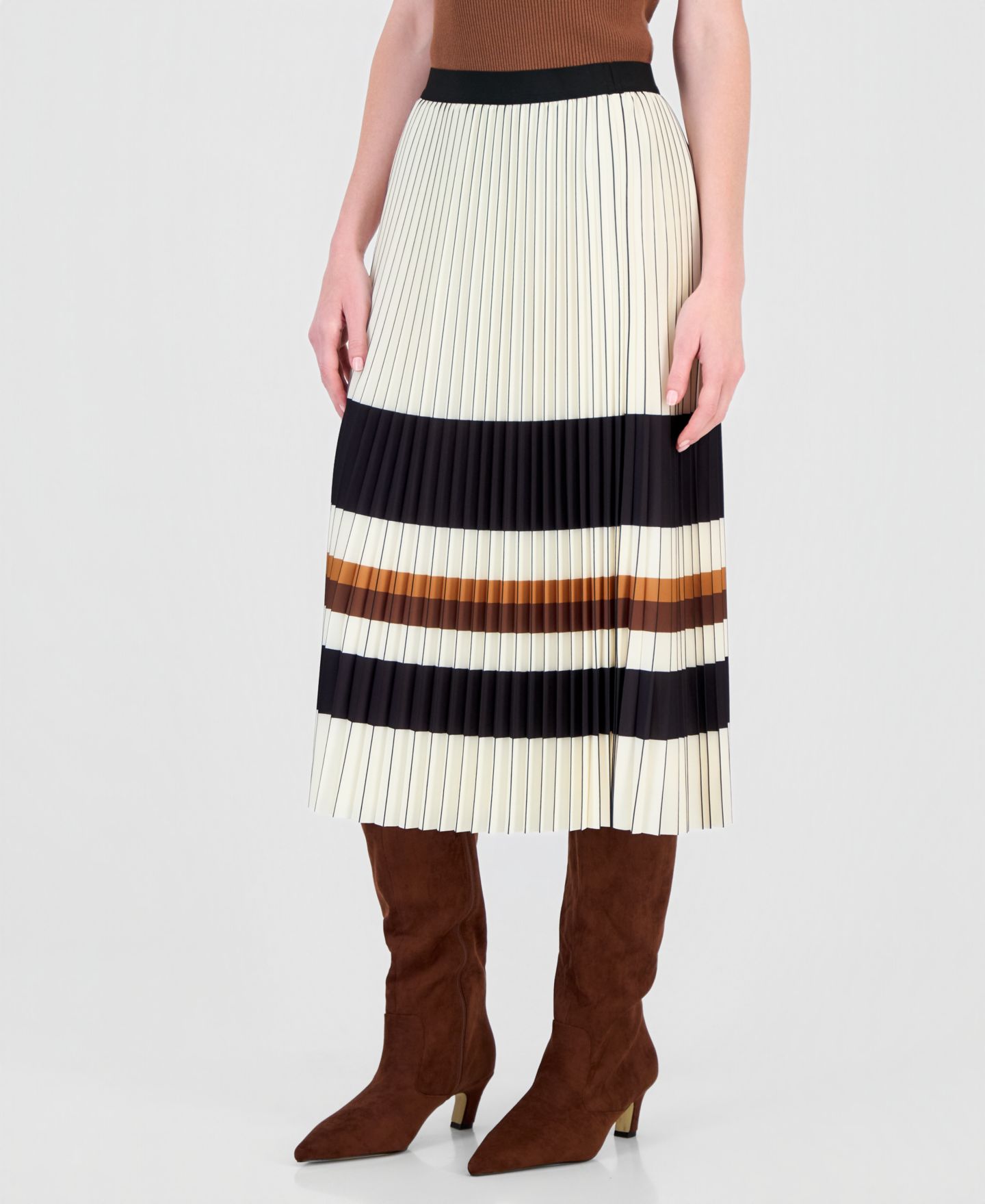 Женская юбка T Tahari Pleated Pull-On Midi, цвет: Нейтральный — фото 2