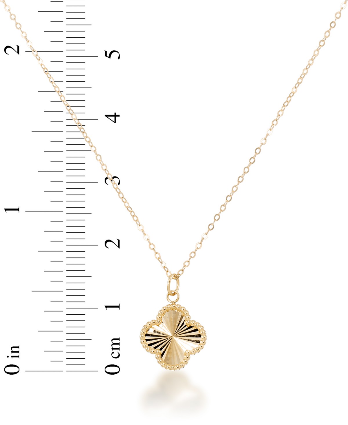 Бельё Macy's Sunbeam & Polished Reversible Bead Frame Clover 18" Pendant Necklace in 10k Gold — фото 4