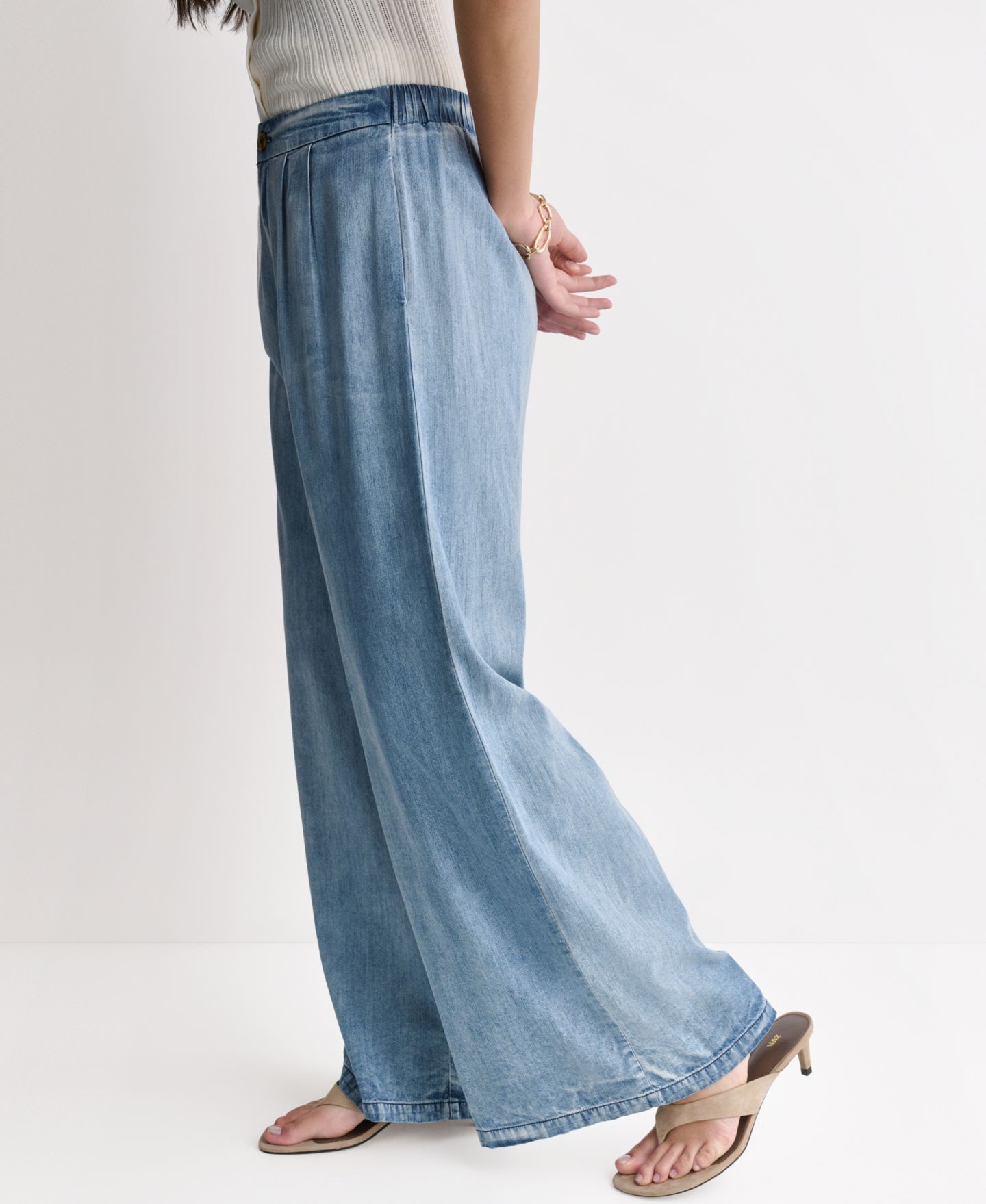 Женские брюки BCBG High-Rise Wide-Leg Denim Pants, цвет: Синий — фото 3