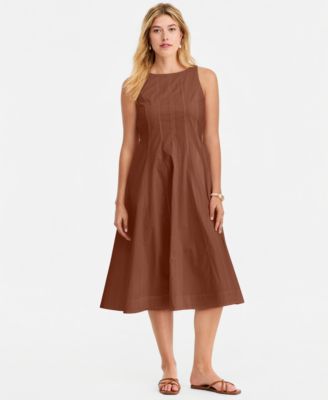 Women's Seamed Boatneck Midi Dress