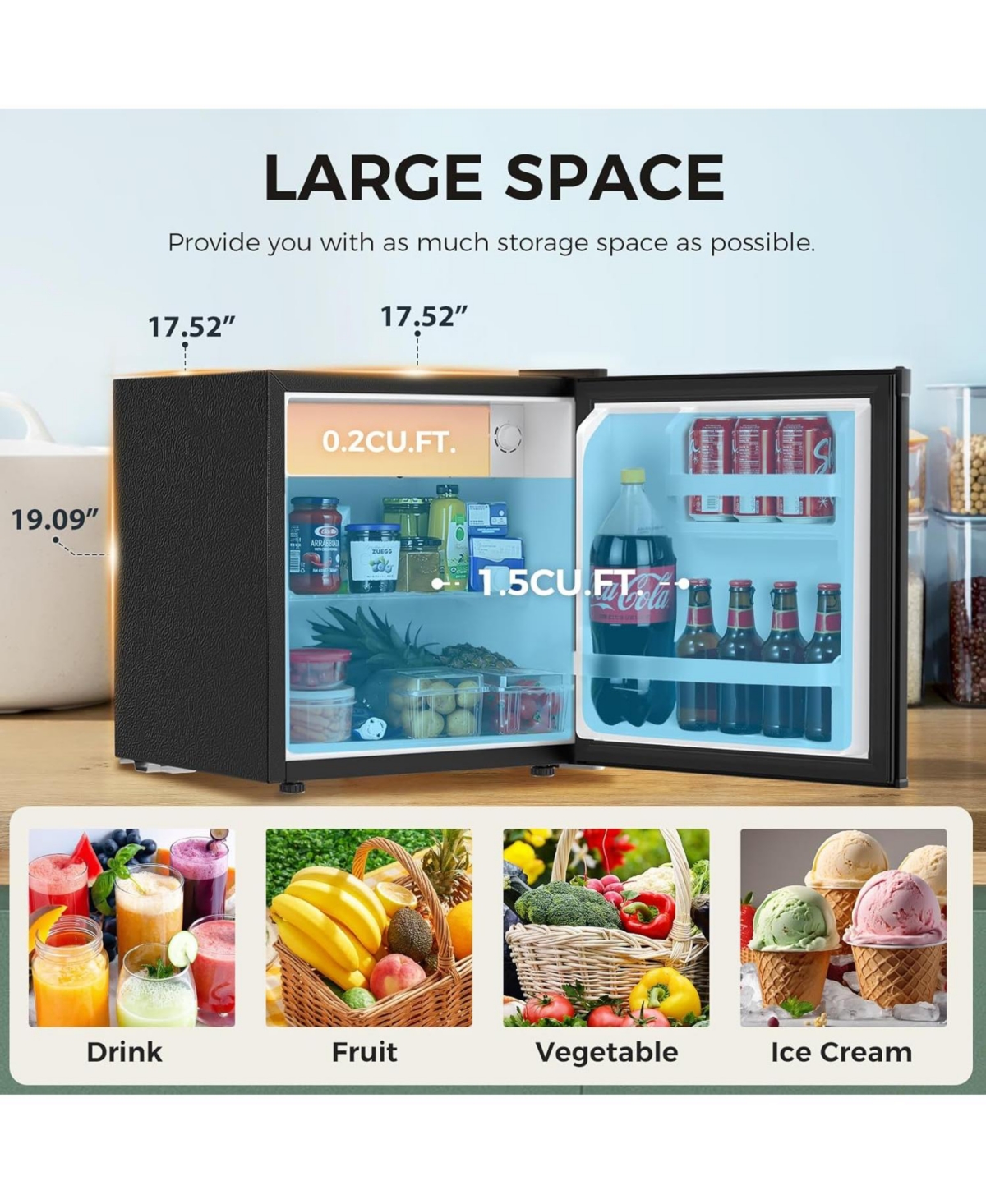 Cowsar 1.7 Cu. Ft Mini Fridge with Freezer for Dorms