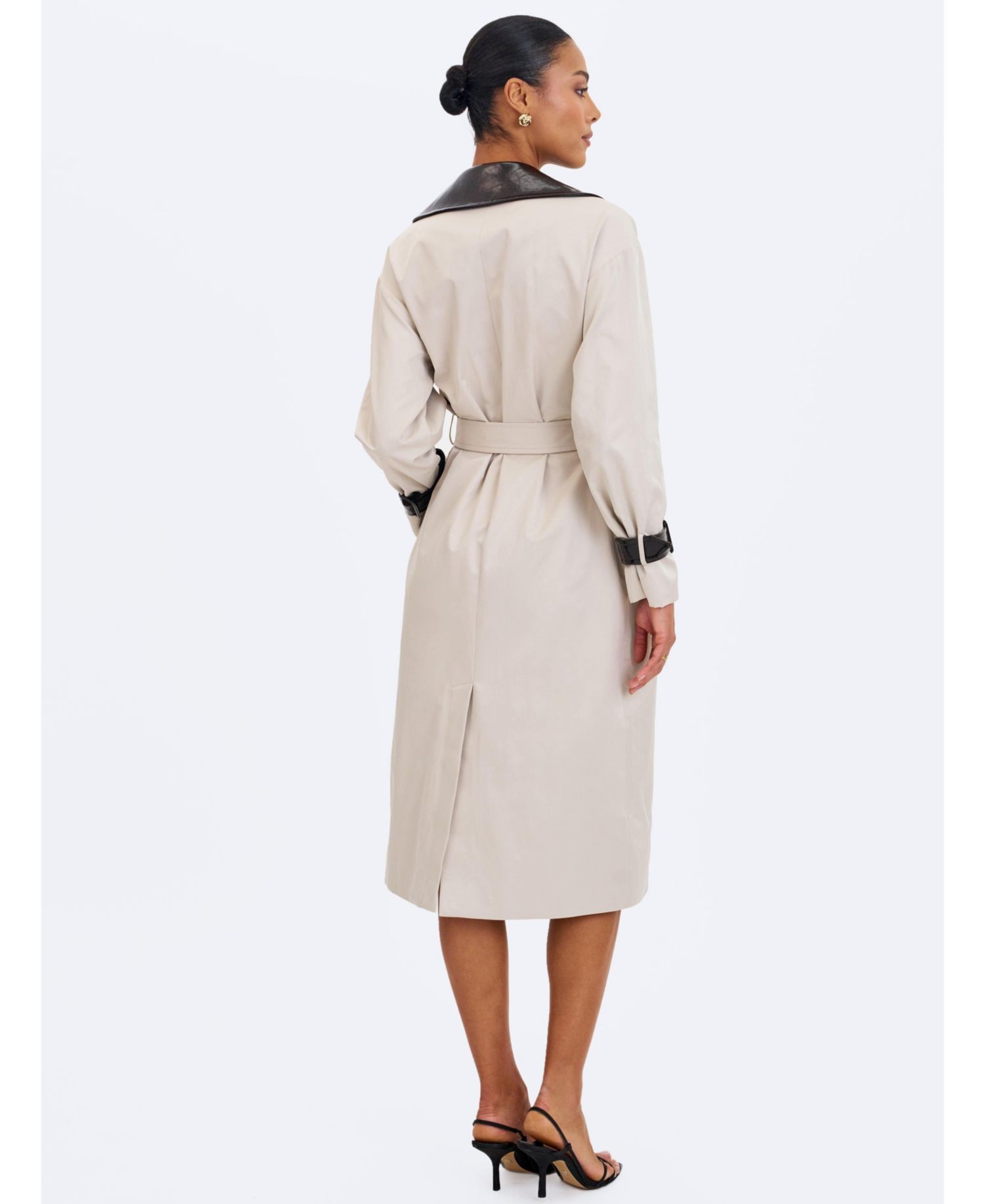 Women's Umber Oyster Double-Breasted Lapel Trench Coat