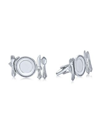 Unique Gift For Chef Cufflinks Gourmet Kitchen Dinning Theme .925 Sterling Silver