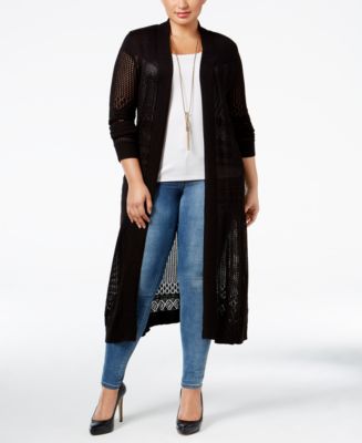 Belldini Plus Size Pointelle-Stitch Duster Cardigan - Macy's