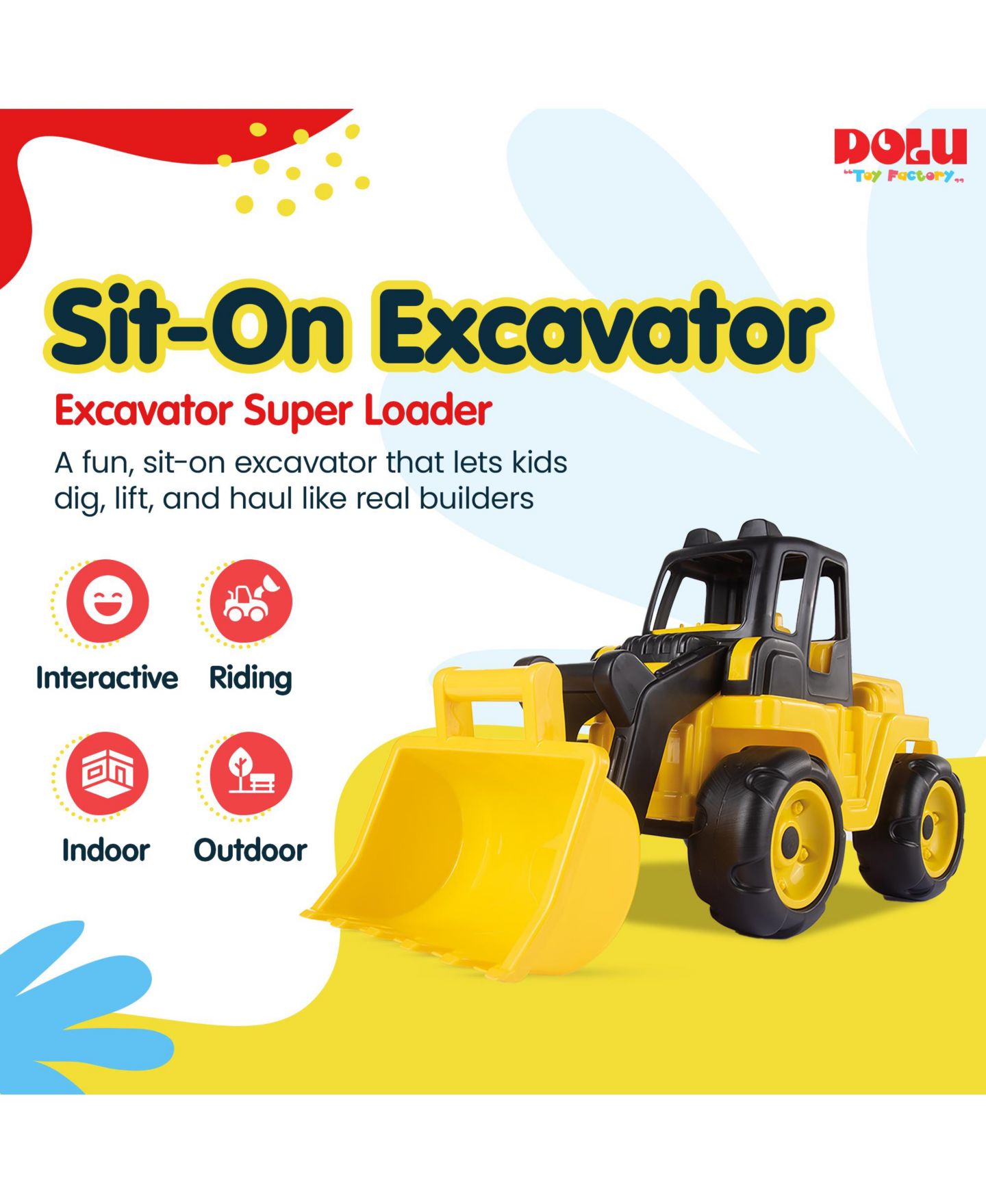 Детская игрушка Dolu Excavator Super Loader Construction Toy Truck Vehicle, Kids Ages 3+, цвет: Разноцветный — фото 8