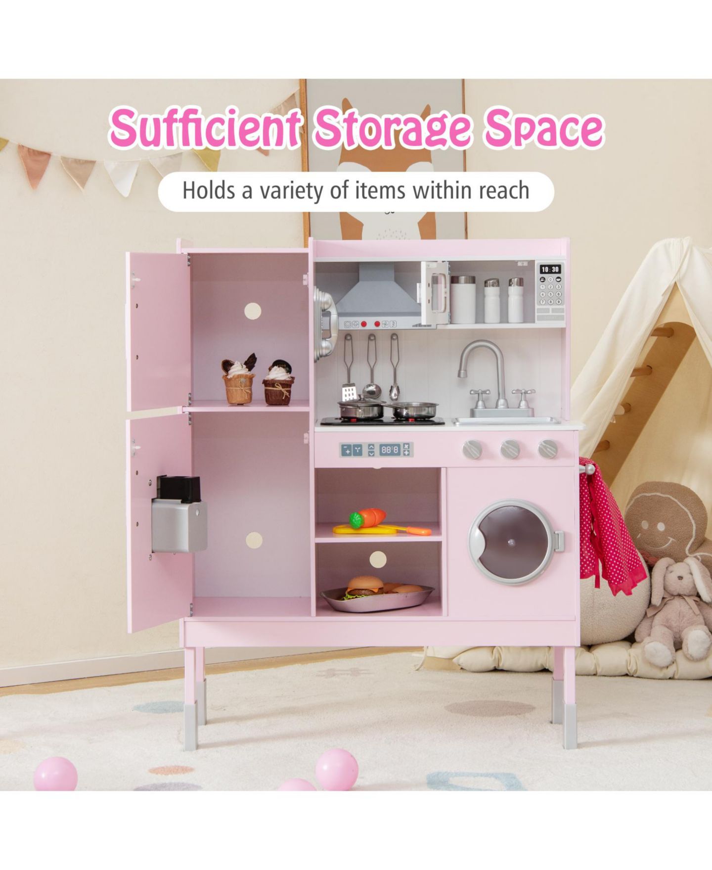 Детские игрушки SUGIFT Wooden 16-Piece Play Kitchen, Ages 3+ — фото 10