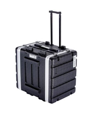 Fly Drive 8U Space ABS Molded Case for 19inch  Amplifier, Equalizer and DJ Effects with Pull Out Handle and Wheels