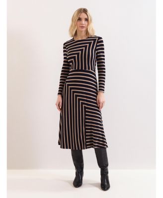 Women's Mia Stripe Long Sleeve Midi Dress