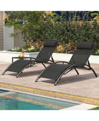 Patio Chaise Lounges Set of 2 Outdoor Recliner with 5-Position Backrest