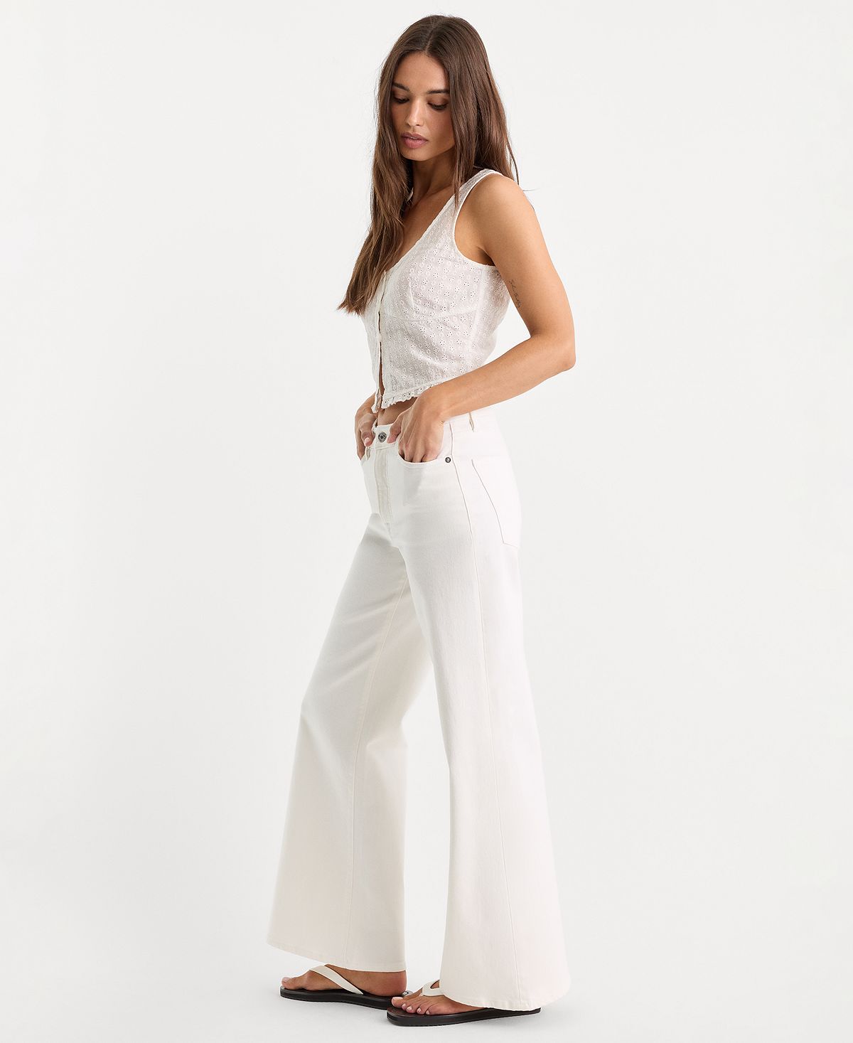 Good American Women’s High-Rise Ankle Palazzo Wide-Leg Jeans view 3 — MAYCSS fashion products