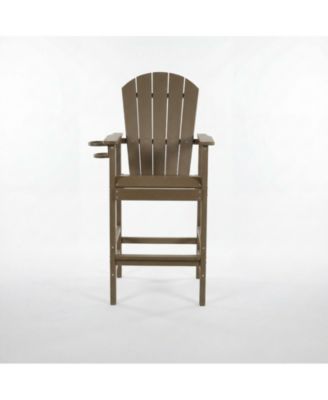 All Weather HDPE Bar Height Adirondack Chair with Armrests and Cup Holder