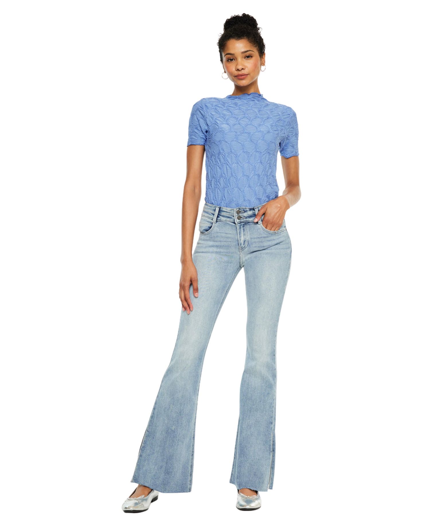Women's Selena Mid Rise Double Waistband Flare Jeans