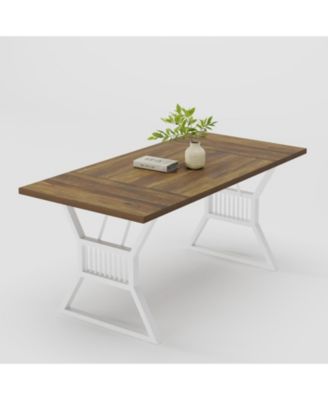 70.8 Inch Dining Table 4-6 Person, Kitchen Dinner Table with Heavy Duty Metal Legs
