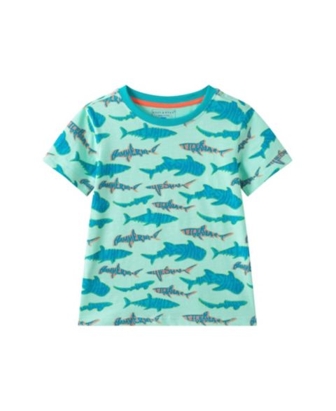 Футболка Andy & Evan Teal Sharks Graphic для мальчиков-малышей, цвет: Бирюзовый