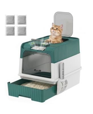 Cat Litter Box with Pull Out Drawer Tray