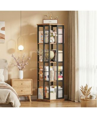 Corner 4-5 Tiers Display Shelves, Freestanding Rotating Bookshelf